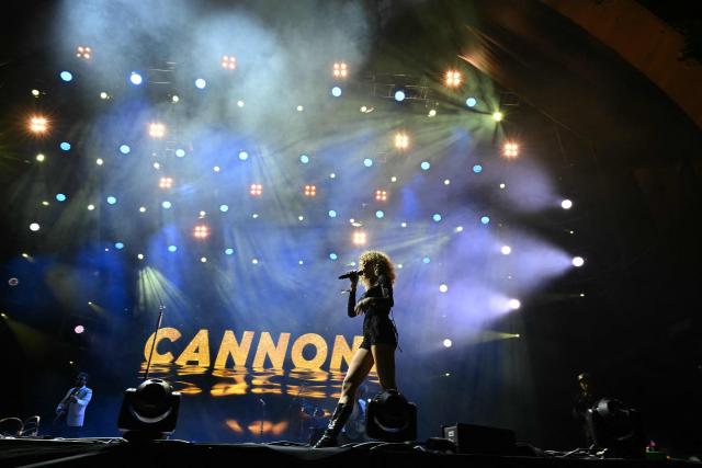 New Zealand's Michelle Joy of Cannons performs during the Corona Capital music festival at the Autodromo Hermanos Rodriguez in Mexico City on November 15, 2025. (Photo by Yuri CORTEZ / AFP)