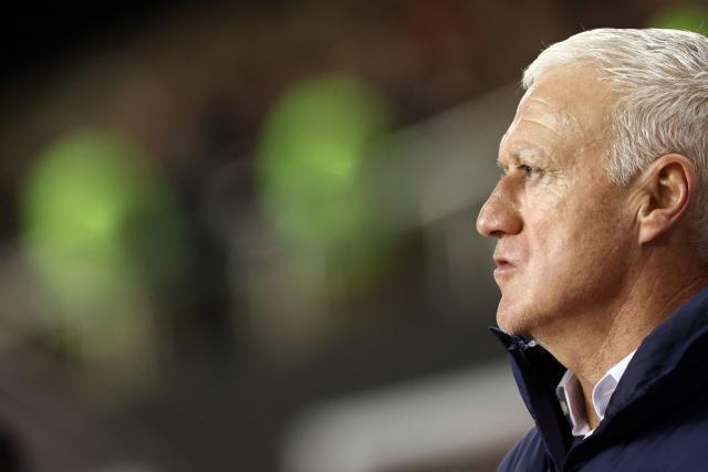 France's head coach Didier Deschamps looks on prior to the FIFA World Cup 2026 European qualification football match between Azerbaijan and France at the Tofiq Bahramov Republican Stadium in Baku on November 16, 2025. (Photo by FRANCK FIFE / AFP)