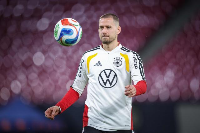 Germany's Waldemar Anton attends a training session in Leipzig, eastern Germany on November 16, 2025, on the eve of the FIFA World Cup 2026 European qualification Group A football match between Germany and Slovakia. (Photo by RONNY HARTMANN / AFP)
