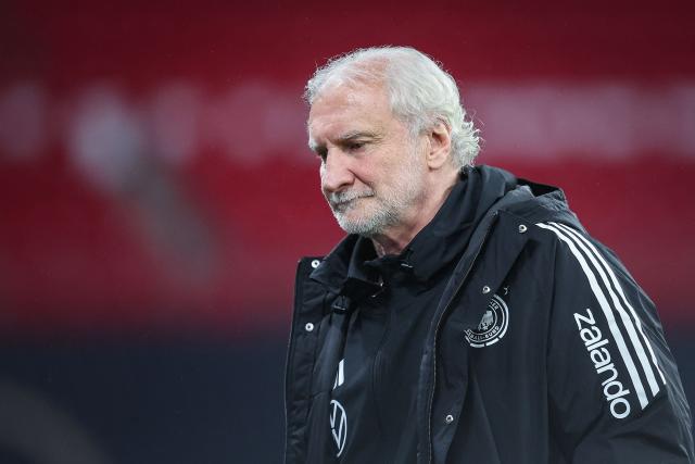 German football legend Rudi Voeller, manager of the German Football Federation (DFB), attends a training session of the German team, in Leipzig, eastern Germany on November 16, 2025, on the eve of the FIFA World Cup 2026 European qualification Group A football match between Germany and Slovakia. (Photo by RONNY HARTMANN / AFP)