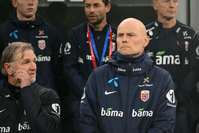 Norway's headcoach Staale Solbakken is pictured before the FIFA World Cup 2026 European qualification football match between Italy and Norway, at the San Siro Stadium, in Milan, on November 16, 2025. (Photo by Alberto PIZZOLI / AFP)