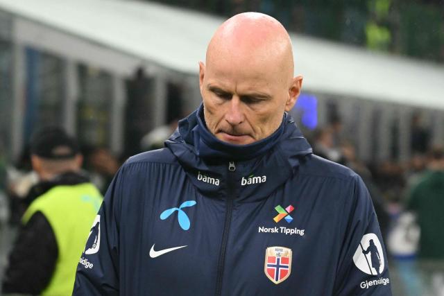 Norway's headcoach Staale Solbakken is pictured before the FIFA World Cup 2026 European qualification football match between Italy and Norway, at the San Siro Stadium, in Milan, on November 16, 2025. (Photo by Alberto PIZZOLI / AFP)