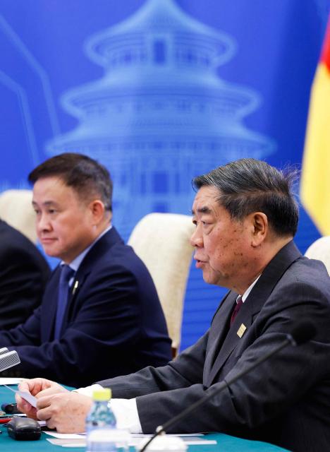 Chinas Vice Premier He Lifeng speaks alongside Pan Gongsheng, Governor of the People's Bank of China, during a high-level meeting with German Vice Chancellor and Finance Minister Lars Klingbeil at the Diaoyutai State Guesthouse in Beijing on November 17, 2025. (Photo by Maxim Shemetov / POOL / AFP)