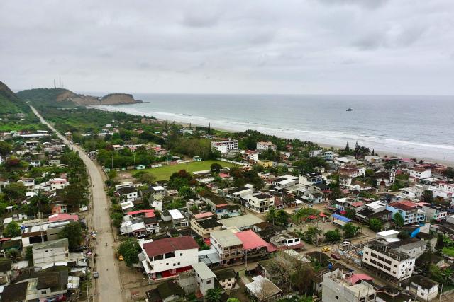 Aerial view of Olon, Santa Elena, Ecuador, on November 17, 2025. Ecuadoran voters roundly rejected the return of US military bases to the country in a referendum Sunday, a major political blow to Trump-friendly President Daniel Noboa. (Photo by MARCOS PIN / AFP)