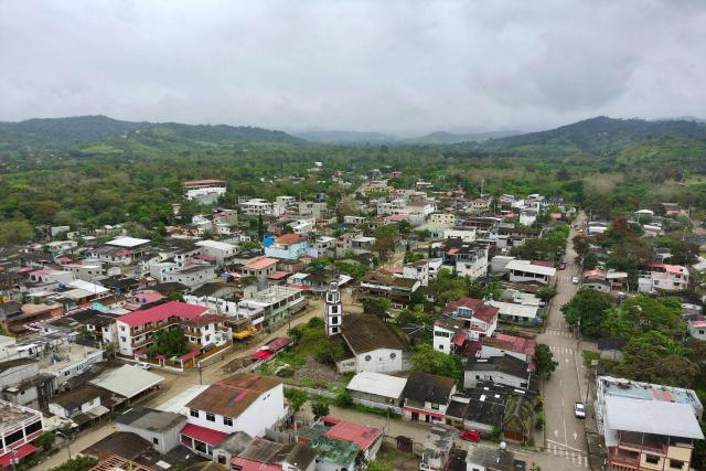 Aerial view of Olon, Santa Elena, Ecuador, on November 17, 2025. Ecuadoran voters roundly rejected the return of US military bases to the country in a referendum Sunday, a major political blow to Trump-friendly President Daniel Noboa. (Photo by MARCOS PIN / AFP)
