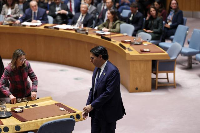 Israeli Ambassador to the United Nations Danny Danon arrives to a UN Security Council meeting to vote on a US resolution on the Gaza peace plan at the UN Headquarters in New York City, November 17, 2025. The UN Security Council voted in favor of a US resolution bolstering US President Donald Trump's Gaza peace plan that includes the deployment of an international force and a path to a future Palestinian state. (Photo by ANGELA WEISS / AFP)
