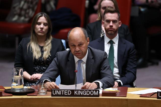 Ambassador James Kariuki, United Kingdom Charge d’Affaires to the United Nations, speaks 
during a UN Security Council meeting to vote on a US resolution on the Gaza peace plan at the UN Headquarters in New York City, November 17, 2025.. The UN Security Council voted in favor of a US resolution bolstering US President Donald Trump's Gaza peace plan that includes the deployment of an international force and a path to a future Palestinian state. (Photo by ANGELA WEISS / AFP)