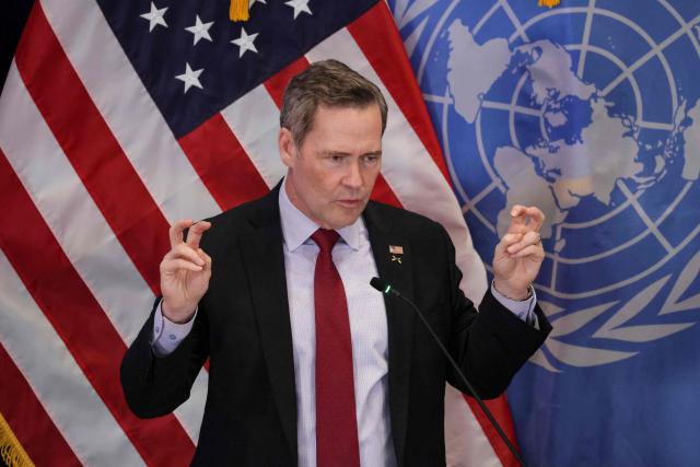 U.S. Ambassador to the United Nations Mike Waltz speaks during a panel discussion with rapper Nicki Minaj on “Combatting Religious Violence and the Killing of Christians in Nigeria at the United States Mission to the United Nations on November 18, 2025 in New York. (Photo by ANGELA WEISS / AFP)