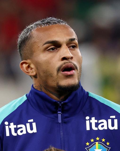 Brazil's defender Wesley poses ahead of the International friendly football match between Brazil and Tunisia at Stade Pierre-Mauroy, in Villeneuve-d'Ascq, northern France, on November 18, 2025. (Photo by FRANCK FIFE / AFP)