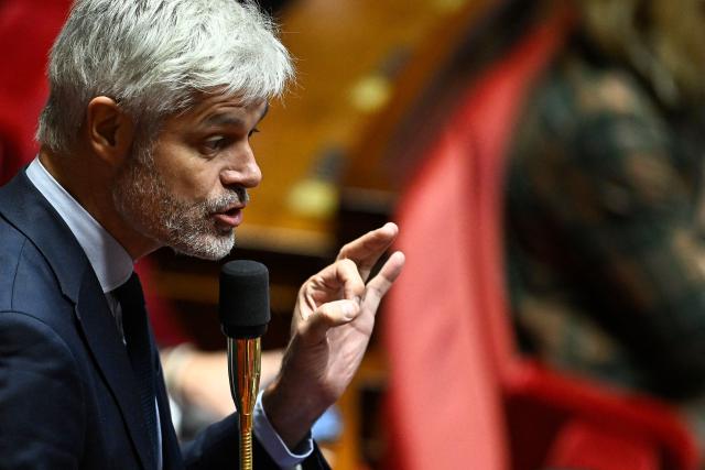 President of Droite Republicaine parliamentary group Laurent Wauquiez speaks during a debate session on the draft budget law for 2026 at the Assemblee Nationale, France's Parliament lower house, in Paris on November 19, 2025. (Photo by JULIEN DE ROSA / AFP)