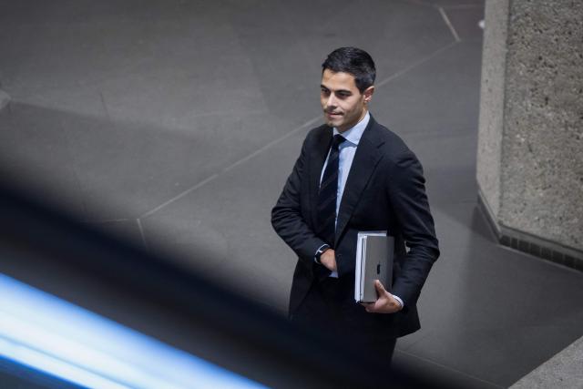 Dutch election winner and D66 party leader Rob Jetten leaves after a meeting with informateur and member of CDA party Sybrand van Haersma Buma in The Hague on November 19, 2025. (Photo by Jeroen Jumelet / ANP / AFP) / Netherlands OUT