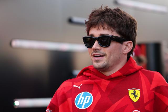 Ferrari's Monegasque driver Charles Leclerc arrives ahead of the first practice session for the Las Vegas Formula One Grand Prix at the Las Vegas Strip Circuit in Las Vegas, Nevada, on November 20, 2025. (Photo by Patrick T. Fallon / AFP)
