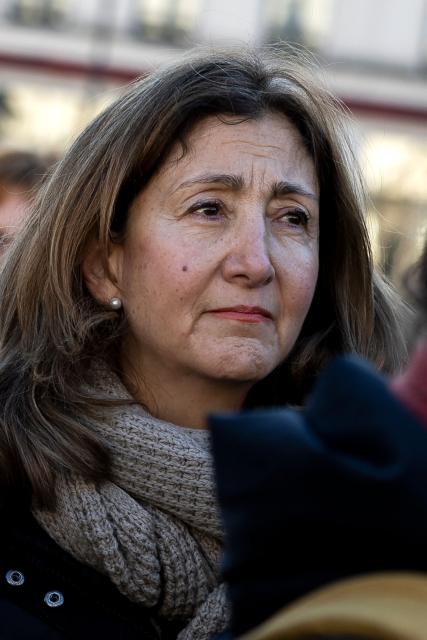 (FILES) Former Senator of Colombia and former F.A.R.C. hostage in Colombia Ingrid Betancourt attends a gathering in support of three French nationals Cecile Kohler, Jacques Paris and Olivier Grondeau, currently imprisoned in Iran, at the Place du Pantheon in Paris, on February 1, 2025. Betancourt, a former hostage of the FARC, launched her candidacy for the Colombian Congress on Thursday with an "anti- (Colombia's President Gustavo) Petro" platform and accompanied by former victims of the rebels ahead of the 2026 elections. (Photo by Sébastien DUPUY / AFP)