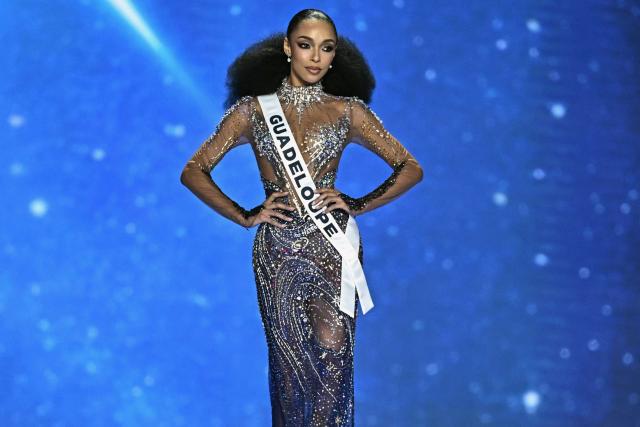 Miss Guadeloupe Ophely Mezino takes part in the final competition of the 2025 Miss Universe pageant in Nonthaburi, north of Bangkok, on November 21, 2025. (Photo by Lillian SUWANRUMPHA / AFP)