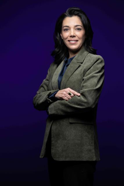 La France Insoumise - Nouveau Front Populaire's MP and candidate for the municipal elections in Paris Sophia Chikirou, poses during a photo session in Paris on November  21, 2025. (Photo by JOEL SAGET / AFP)