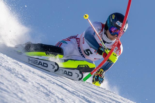 Norway's Atle Lie McGrath competes to place first during the first run of the men's slalom event of the FIS Alpine Skiing World Cup in Gurgl, Austria on November 22, 2025. (Photo by Johann GRODER / various sources / AFP) / Austria OUT