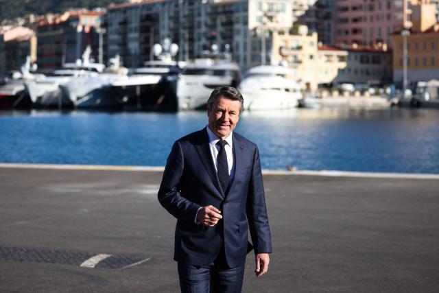Vice-president for French right wing party Horizons and Nice's mayor Christian Estrosi, poses for pictures ahead of a meeting to launch his campaign for the 2026 French Municipal Elections, in Nice, southeastern France, on November 22, 2025. (Photo by Valery HACHE / AFP)