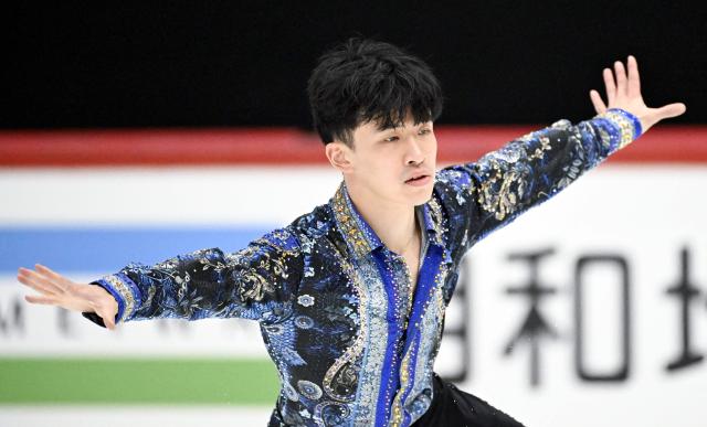 USA's Jimmy Ma performs during the Men's Free Skating competition during the ISU Grand Prix of Figure Skating Finlandia Trophy in Helsinki, Finland on November 22, 2025. (Photo by Mikko Stig / Lehtikuva / AFP) / Finland OUT