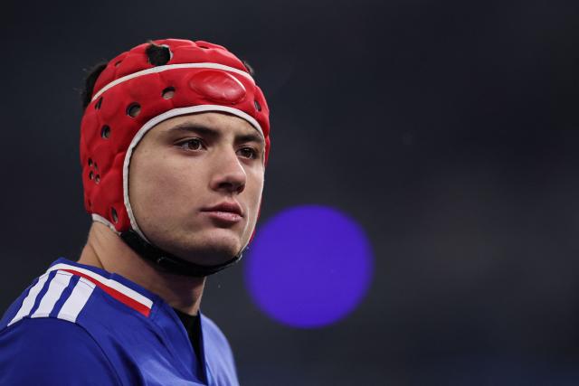 France's wing #11 Louis Bielle-Biarrey looks on after winning the Autumn Nations Series international rugby union test match between France and Australia at the Stade de France in Saint-Denis, north of Paris, on November 22, 2025. (Photo by Anne-Christine POUJOULAT / AFP)