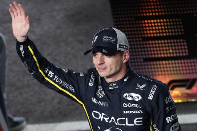 Red Bull Racing's Dutch driver Max Verstappen waves after winning the Las Vegas Formula One Grand Prix at the Las Vegas Strip Circuit in Las Vegas, Nevada, on November 22, 2025. (Photo by Patrick T. Fallon / AFP)