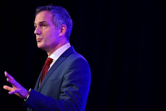 Britain's Business Secretary Peter Kyle speaks during the Confederation of British Industry (CBI) annual conference, in London, on November 24, 2025. (Photo by Ben STANSALL / AFP)