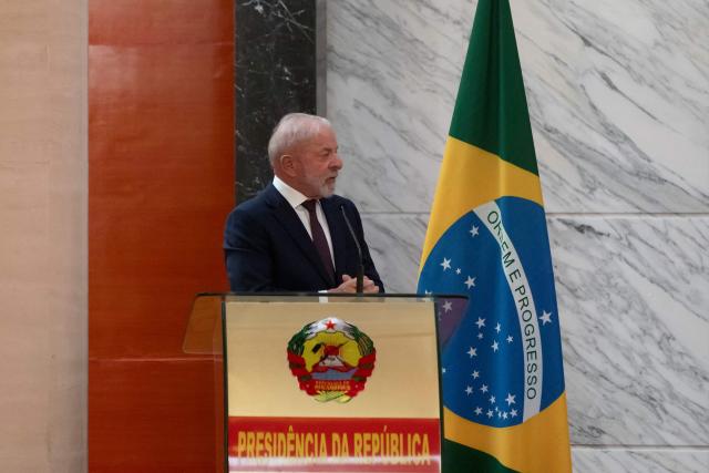 Brazil's President Luiz Inacio Lula da Silva addresses a press conference with Mozambique's President Daniel Chapo (not seen) at the Presidential Palace in Maputo on November 24, 2025. (Photo by Amilton Neves / AFP)