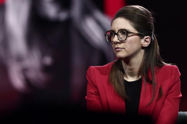France's junior Minister in charge of equality Aurore Berge looks on during "Face a vous - Les grands enjeux de demain" (Face to face with you - The major challenges of tomorrow) debate show hosted by French weekly newspaper Le Journal du Dimanche (JDD) at the Le Dome de Paris - Palais des Sports in Paris on November 25, 2025. (Photo by Thibaud MORITZ / AFP)