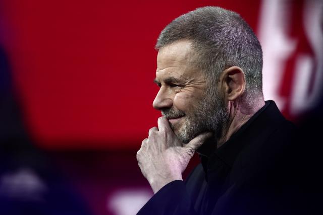 French literary critic Eric Naulleau reacts during "Face a vous - Les grands enjeux de demain" (Face to face with you - The major challenges of tomorrow) debate show hosted by French weekly newspaper Le Journal du Dimanche (JDD) at the Le Dome de Paris - Palais des Sports in Paris on November 25, 2025. (Photo by Thibaud MORITZ / AFP)