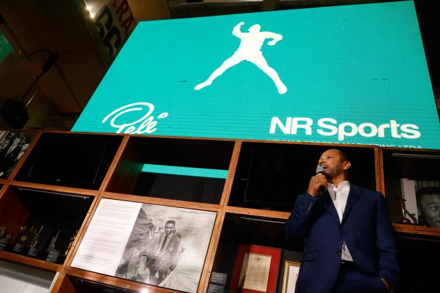 Neymar Santos SR, father of Brazilian forward Neymar Jr and owner of NR Sports, speaks to the media at the announcement of the acquisition of late Brazilian football legend Pele brand at the Pele Museum, in Santos, Sao Paulo, Brazil on November 25, 2025. (Photo by Miguel SCHINCARIOL / AFP)