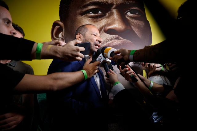 Neymar Santos SR, father of Brazilian forward Neymar Jr and owner of NR Sports, speaks to the media at the announcement of the acquisition of late Brazilian football legend Pele brand at the Pele Museum, in Santos, Sao Paulo, Brazil on November 25, 2025. (Photo by Miguel SCHINCARIOL / AFP)