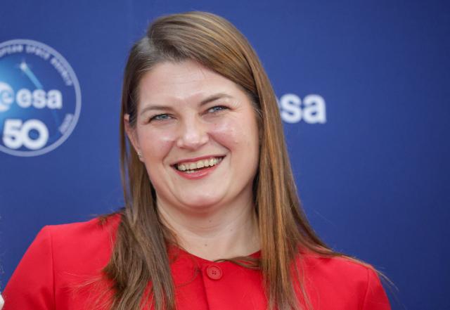 Cecilie Myrseth, Norwegian Minister of Trade and Industry, poses for a photo priot to the start of the European Space Agency (ESA) ministerial meeting at the Congress Centrum in Bremen, northern Germany, on November 26, 2025. Ministers from the 23 member states of the European Space Agency (ESA) meet in the Hanseatic city for two days to discuss the strategic direction of European spaceflight. (Photo by FOCKE STRANGMANN / AFP)
