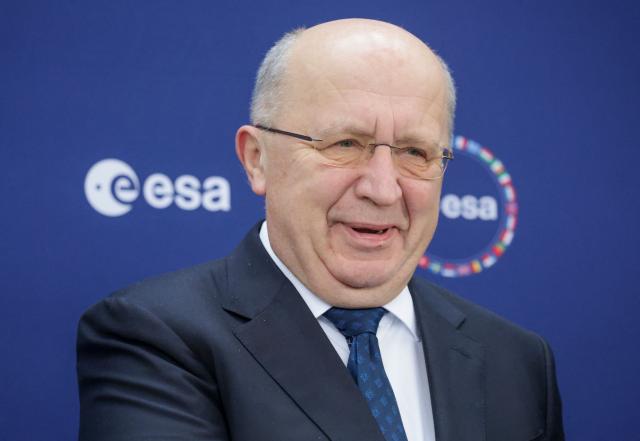 Andrius Kubilius, European Commissioner for Defence and Space, poses for a photo prior to the start of the European Space Agency (ESA) ministerial meeting at the Congress Centrum in Bremen, northern Germany, on November 26, 2025. Ministers from the 23 member states of the European Space Agency (ESA) meet in the Hanseatic city for two days to discuss the strategic direction of European spaceflight. (Photo by FOCKE STRANGMANN / AFP)