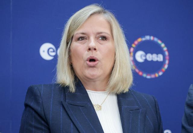 Vanessa Matz, Belgian  Minister of the Modernisation of the Public Administration, poses for a photo prior to the start of the European Space Agency (ESA) ministerial meeting at the Congress Centrum in Bremen, northern Germany, on November 26, 2025. Ministers from the 23 member states of the European Space Agency (ESA) meet in the Hanseatic city for two days to discuss the strategic direction of European spaceflight. (Photo by FOCKE STRANGMANN / AFP)