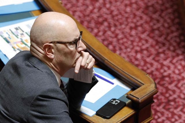 France's Economy and Finance Minister Roland Lescure attends a session of questions to the government at the Senate, the French Parliament upper house, in Paris on November 26, 2025. (Photo by GEOFFROY VAN DER HASSELT / AFP)