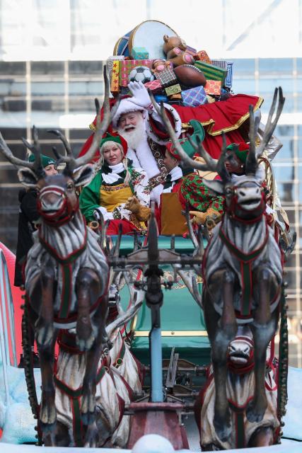 The 99th Macy’s Thanksgiving Day Parade makes its way down the street during the annual Macy's Thanksgiving Day Parade in New York City on November 27, 2025. (Photo by TIMOTHY A. CLARY / AFP)