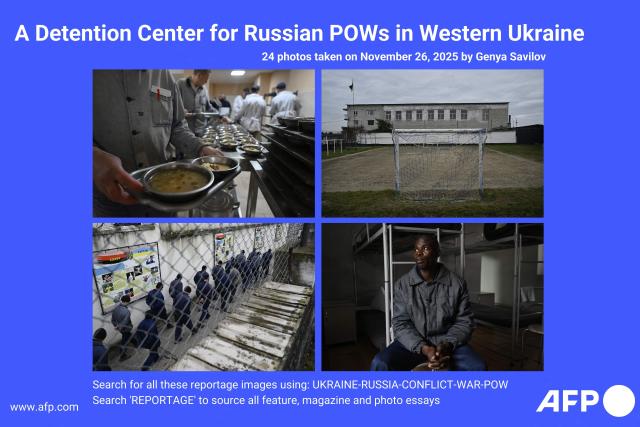 AFP presents a reportage of 24 pictures taken by photographer Genya Savilov on November 26, 2025 at a detention center for Russian POWs at an undisclosed loacation in western Ukraine, amid the Russian invasion of Ukraine. Search all these reportage images using: UKRAINE-RUSSIA-CONFLICT-WAR-POW

Search "REPORTAGE" to source all feature, magazine and photo essays. (Photo by Genya SAVILOV / AFP)