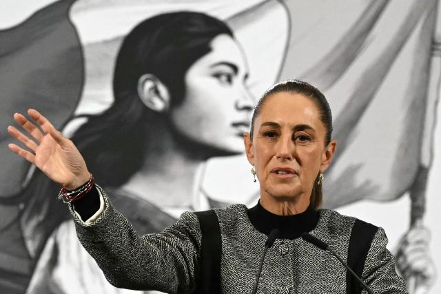 Mexico's President Claudia Sheinbaum speaks during her daily press conference at Palacio Nacional in Mexico City on November 28, 2025. Mexico's attorney general resigned on November 27 after President Claudia Sheinbaum offered him an ambassadorship, according to a letter read out in the Senate. (Photo by Yuri CORTEZ / AFP)