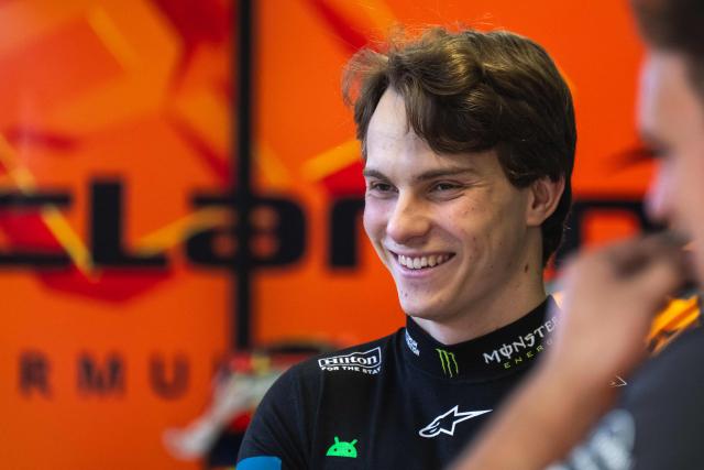 McLaren's Australian driver Oscar Piastri is seen in the garage during the first practice session ahead of the Formula One Qatar Grand Prix at the Lusail International Circuit in Lusail on November 28, 2025. (Photo by Andrej ISAKOVIC / AFP)