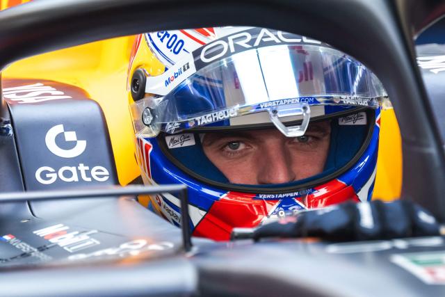 Red Bull Racing's Dutch driver Max Verstappen sits in his car during the first practice session ahead of the Formula One Qatar Grand Prix at the Lusail International Circuit in Lusail on November 28, 2025. (Photo by Andrej ISAKOVIC / AFP)