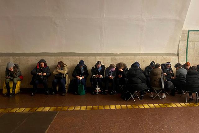 People take shelter at a metro station during an air raid alert in Kyiv, on November 28, 2025, amid the Russian invasion of Ukraine. (Photo by Ania TSOUKANOVA / AFP)