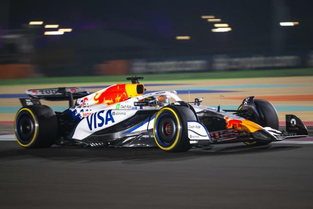 RB's French-Algerian driver Isack Hadjar drives during the sprint qualifying session ahead of the Formula One Qatar Grand Prix at the Lusail International Circuit in Lusail on November 28, 2025. (Photo by Andrej ISAKOVIC / AFP)