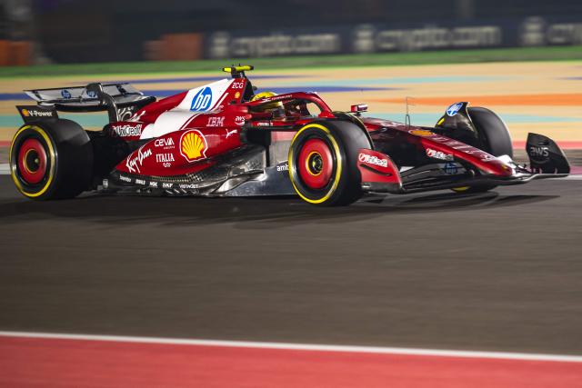 Ferrari's British driver Lewis Hamilton drives during the sprint qualifying session ahead of the Formula One Qatar Grand Prix at the Lusail International Circuit in Lusail on November 28, 2025. (Photo by Andrej ISAKOVIC / AFP)