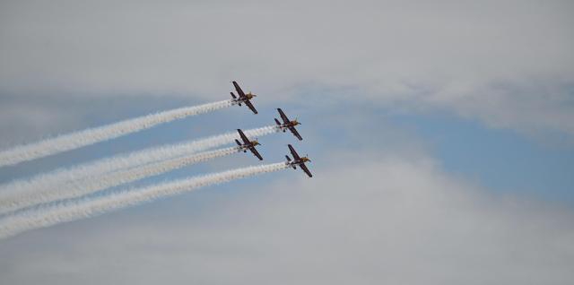 The Marksmen aerobatic team from South Africa performs during the Aero Asia 2025 in Zhuhai, in southern China's Guangdong province on November 29, 2025. Aero Asia 2025 is an international aviation and aerospace exhibition that runs between November 27 and 30. (Photo by Hector RETAMAL / AFP)