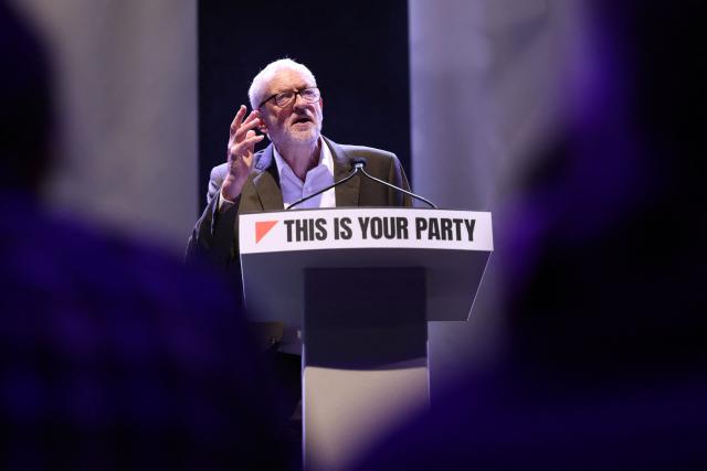 Former Labour Party leader and co-founder of "Your Party", Jeremy Corbyn delivers a speech on the first day of the Founding Conference for Your Party in Liverpool, north-west England, on November 29, 2025. A new UK political party involving veteran socialist Jeremy Corbyn opens its inaugural conference Saturday, seeking to move on from a messy launch and become a viable left-wing challenger to Labour. (Photo by Darren Staples / AFP)
