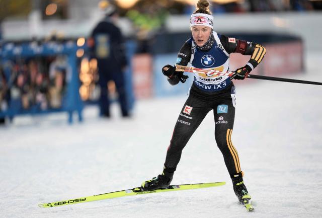 Germany's Selina Grotian competes during the women's relay of the World Cup biathlon at Östersund Ski Stadium, Ostersund, Sweden, on November 29, 2025.  (Photo by Bjorn LARSSON ROSVALL / various sources / AFP) / Sweden OUT