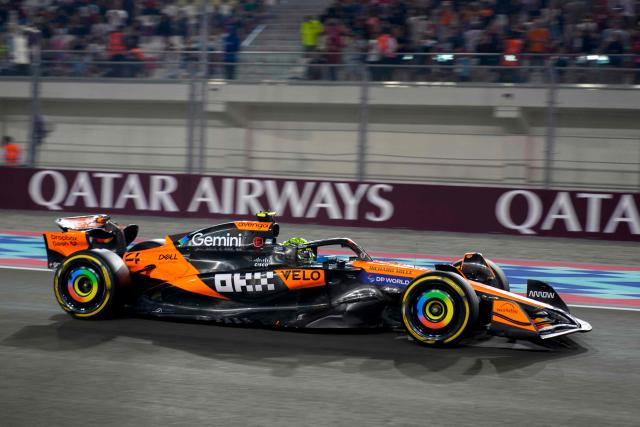 McLaren's British driver Lando Norris drives during the sprint race ahead of the Formula One Qatar Grand Prix at the Lusail International Circuit in Lusail on November 29, 2025. (Photo by Altaf Qadri / POOL / AFP)