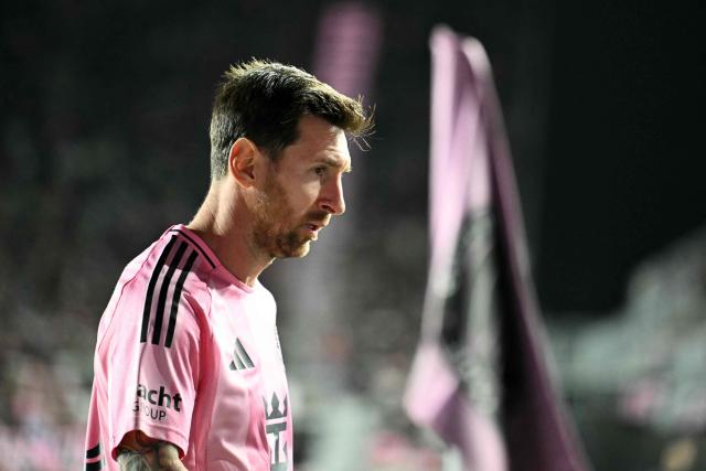 Inter Miami's Argentine forward #10 Lionel Messi looks on during the Major League Soccer (MLS) Eastern Conference final football match between Inter Miami and New York City FC at Chase Stadium in Fort Lauderdale, Florida on November 29, 2025. (Photo by Chandan Khanna / AFP)