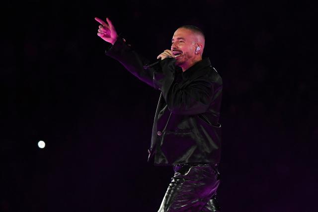 Colombian singer J Balvin performs on stage during his "Made in Medellin" concert at the Atanasio Girardot Stadium in Medellin, Colombia on November 29, 2025. (Photo by Jaime SALDARRIAGA / AFP)