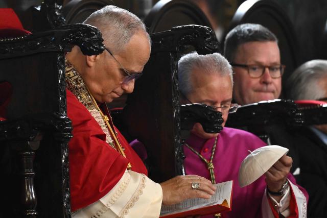 TOPSHOT - Pope Leo XIV takes part in a Divine Liturgy at Patriarchal Church of Saint George, in Istanbul on November 30, 2025. (Photo by YASIN AKGUL / AFP)