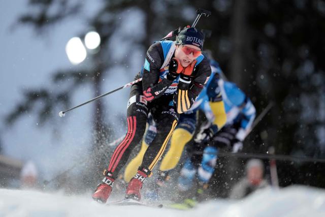 Germany's Lucas Fratzscher competes in the single mixed relay event of the IBU Biathlon World Cup in Oestersund, Sweden on November 30, 2025. (Photo by Bjorn LARSSON ROSVALL / TT NEWS AGENCY / AFP) / Sweden OUT